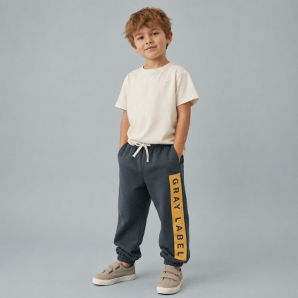 GRAY LABEL Tepláky GOTS - Blue Gray - Bright Cookie