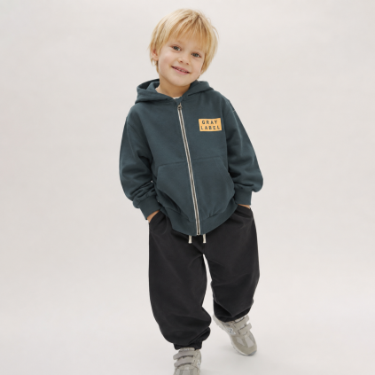 GRAY LABEL Mikina se zipem GOTS - Blue Gray - Bright Cookie