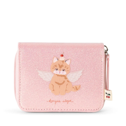 KONGES SLOJD Peněženka s kočičkou CERISE GLITTER PINK (4)